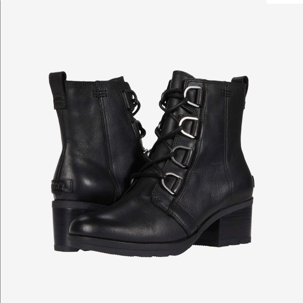 SOREL CATE LACE UP LEATHERS BLACK BOOTIE Size: 8 - Picture 9 of 11